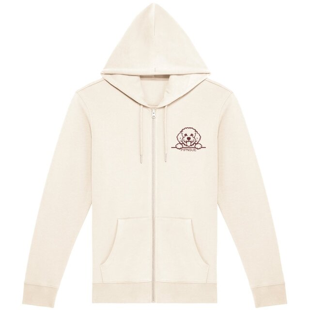 PIPNSUE Unisex BICHON FRISE FULL ZIP HOODIE BURGUNDY PRINT - Image