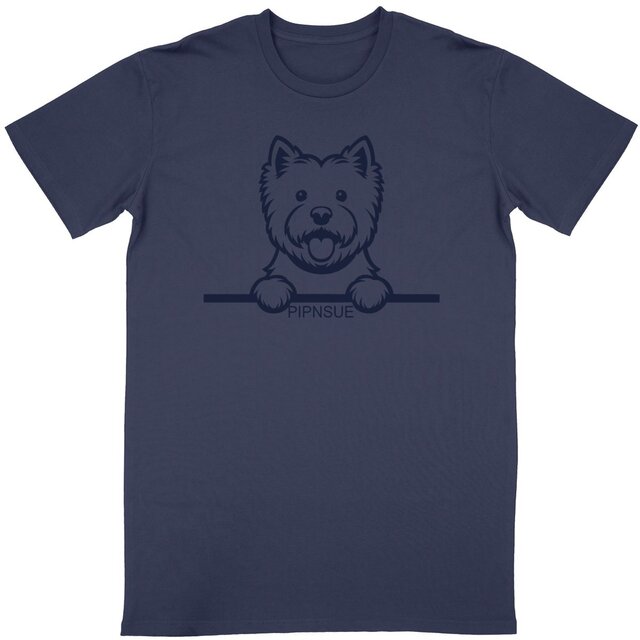 PIPNSUE Unisex WESTIE TSHIRT NAVY PRINT - Image