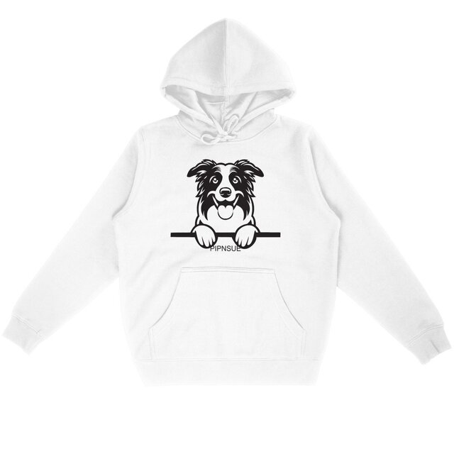 PIPNSUE Unisex COLLIE HOODIE BLACK PRINT - Image