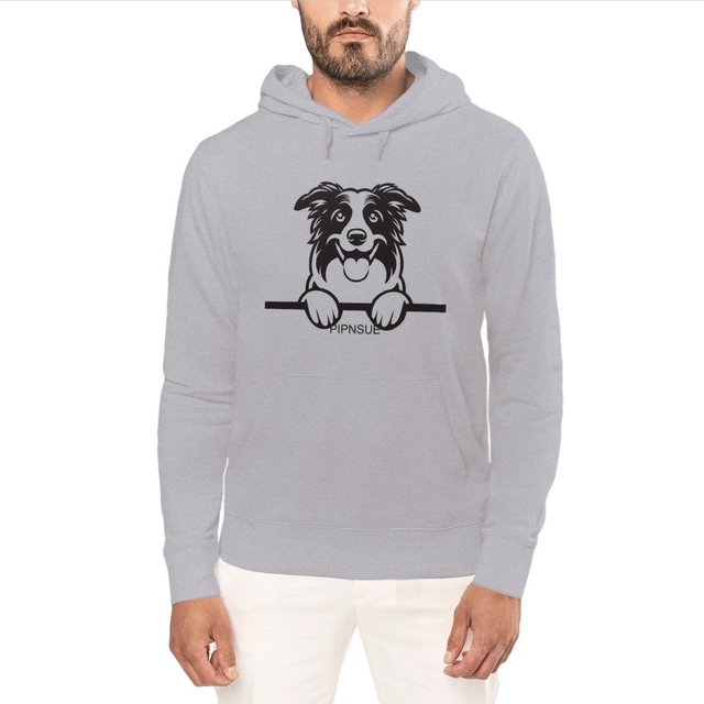 PIPNSUE Unisex COLLIE HOODIE BLACK PRINT