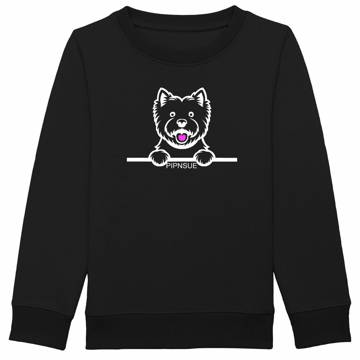 PIPNSUE Kids WESTIE CREW SWEATSHIRT White AND Pink Print - Image