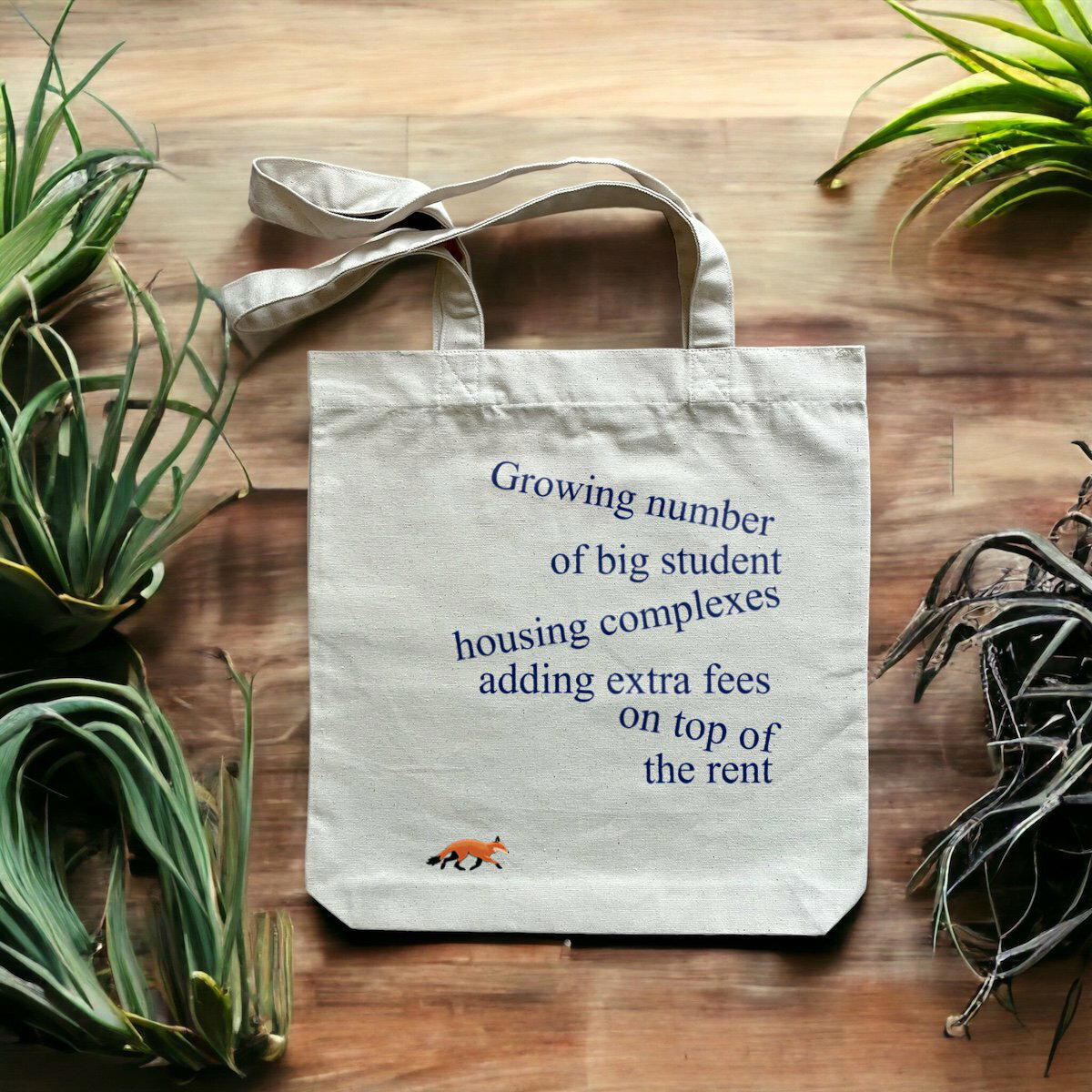 Headline tote bag: "Student housing"