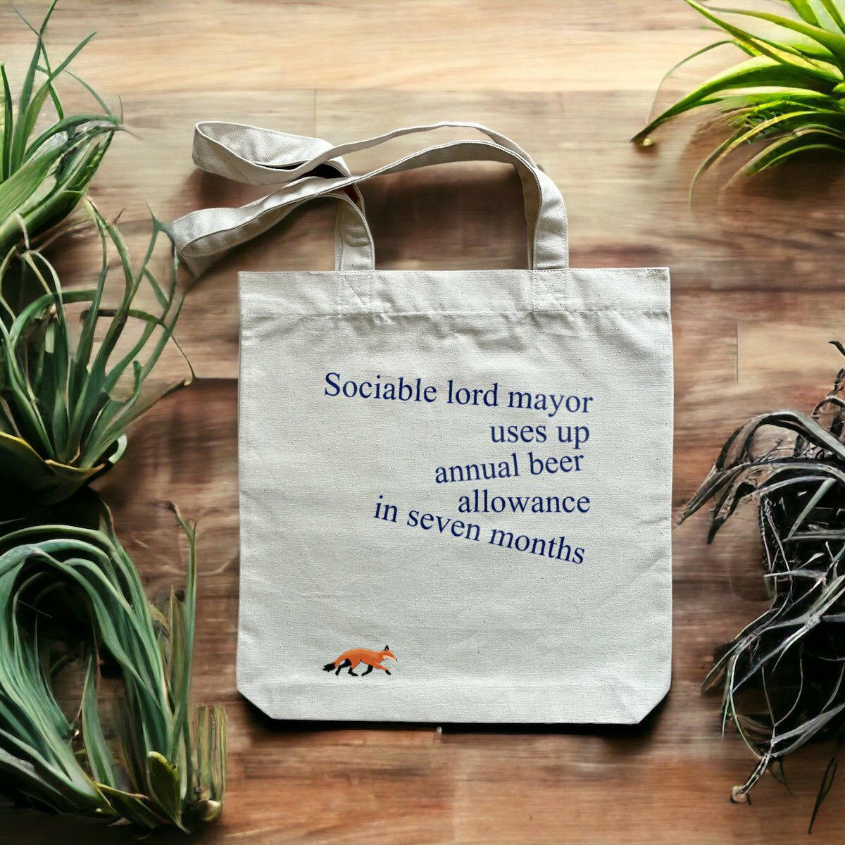 Headline tote bag: "Sociable lord mayor"