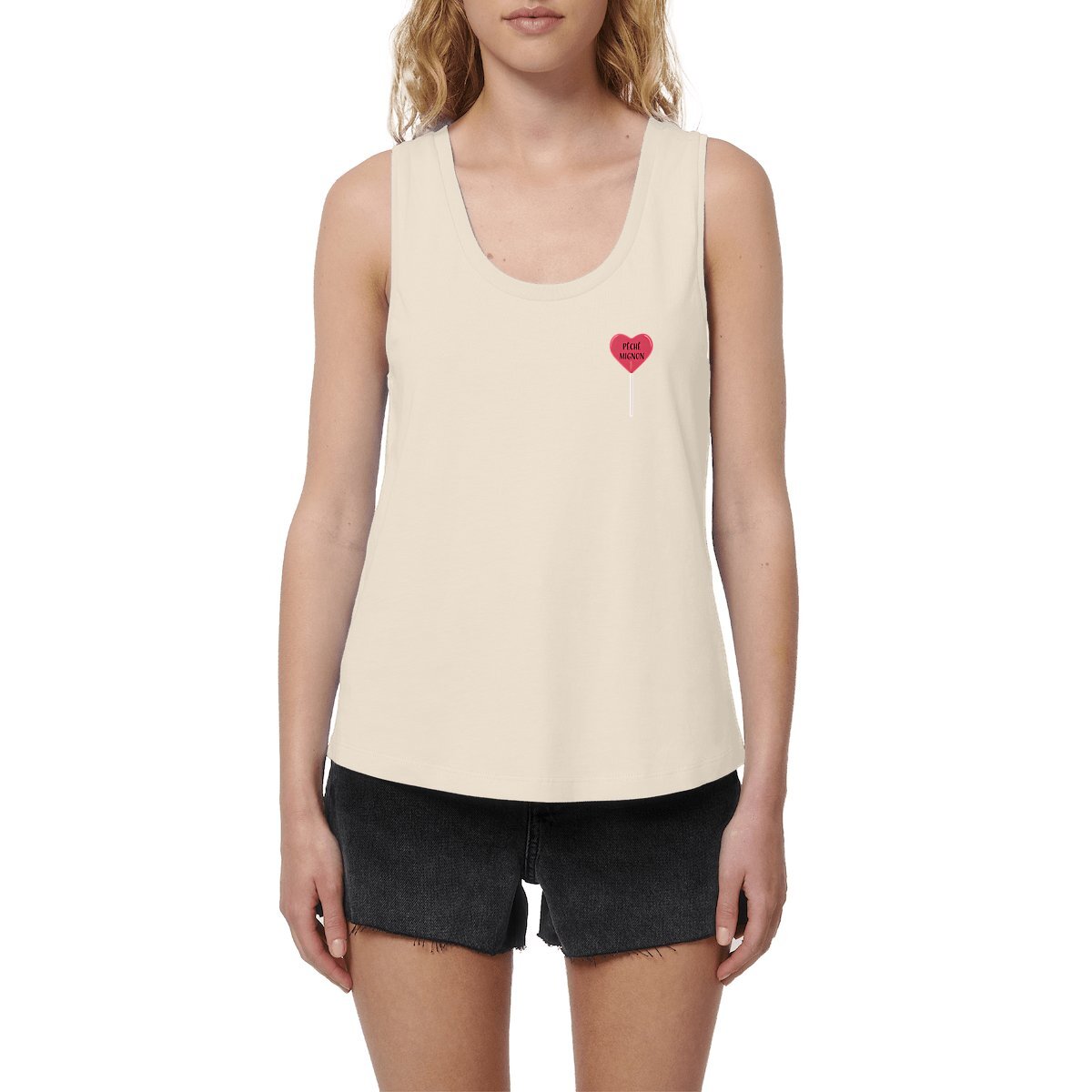 Image front Débardeur sucette coeur