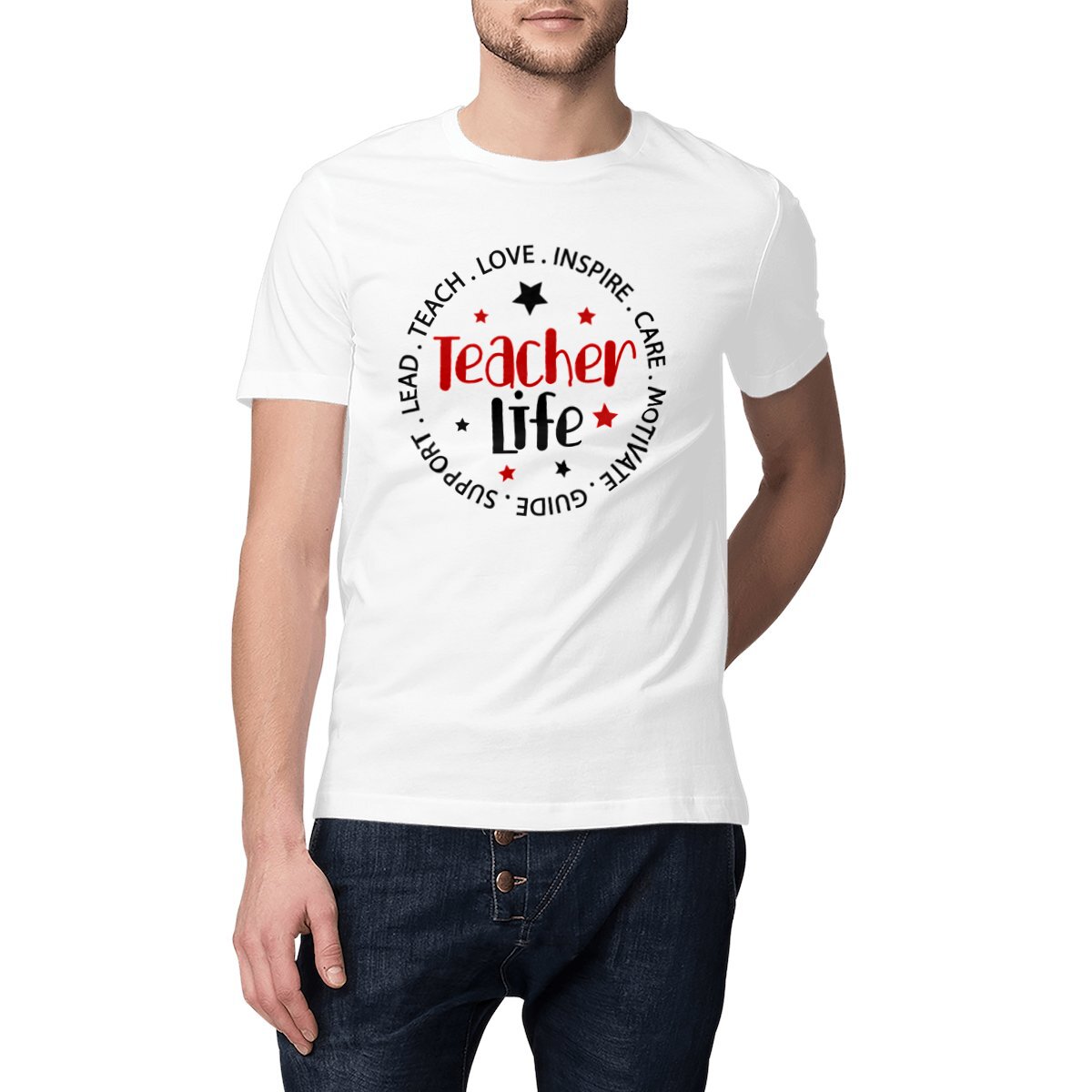 Image front Teacher Life Heavyweight Unisex t-shirt, 100% organic cotton