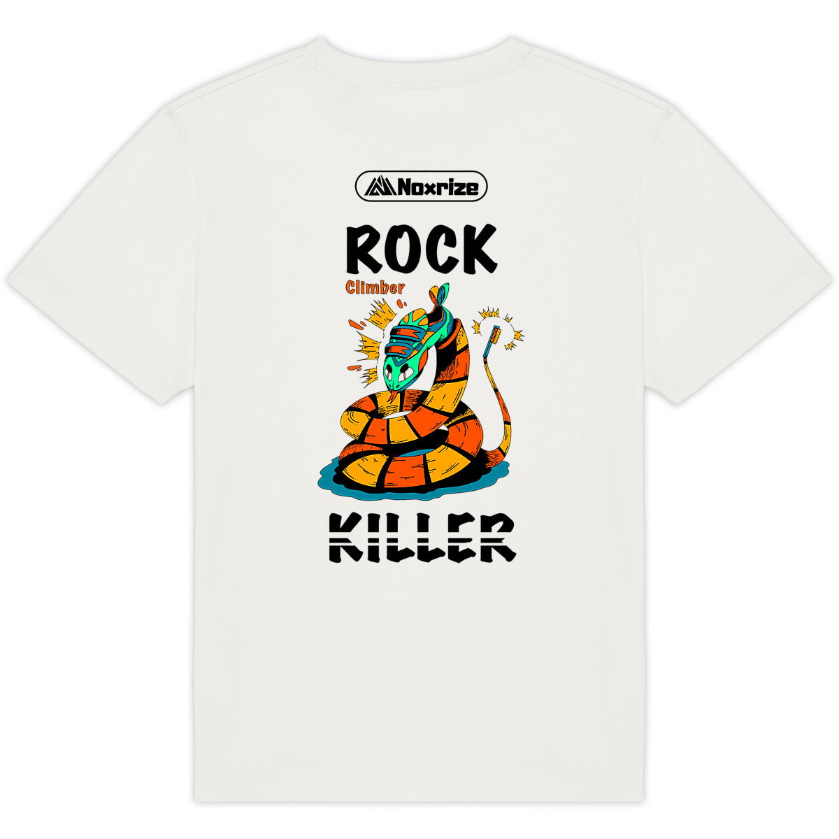 Image back T-shirt oversized unisexe « Rock killer » blanc impression dos (Noxrize escalade)