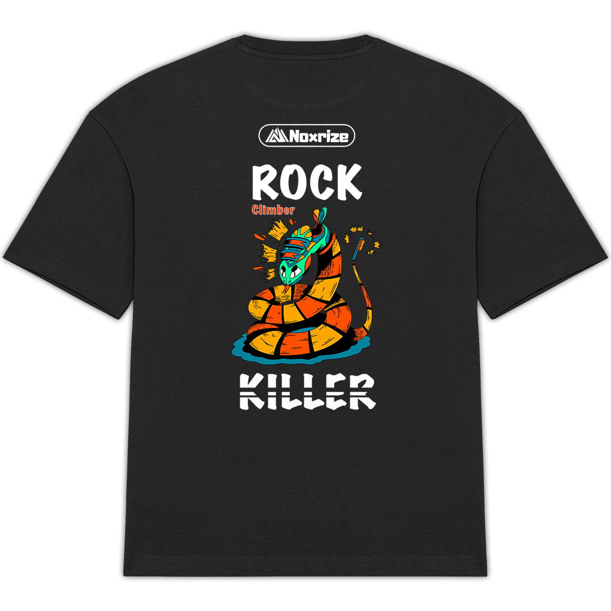 Image back T-shirt oversized unisexe « Rock killer » noir impression dos (Noxrize escalade)