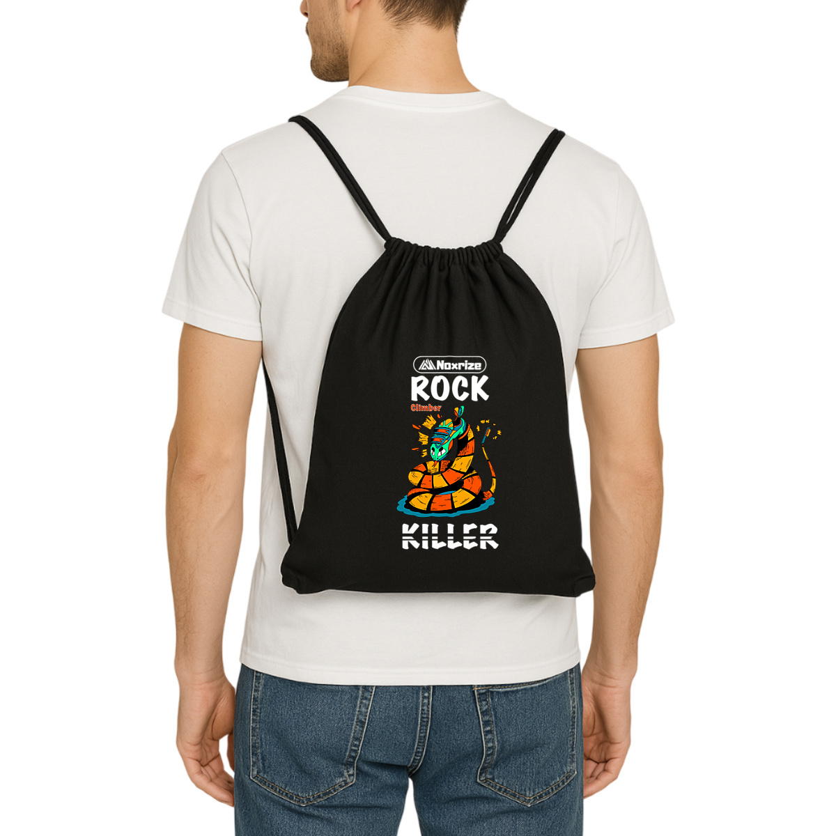 Image front Sac à cordelettes « Rock killer » noir (Noxrize escalade)