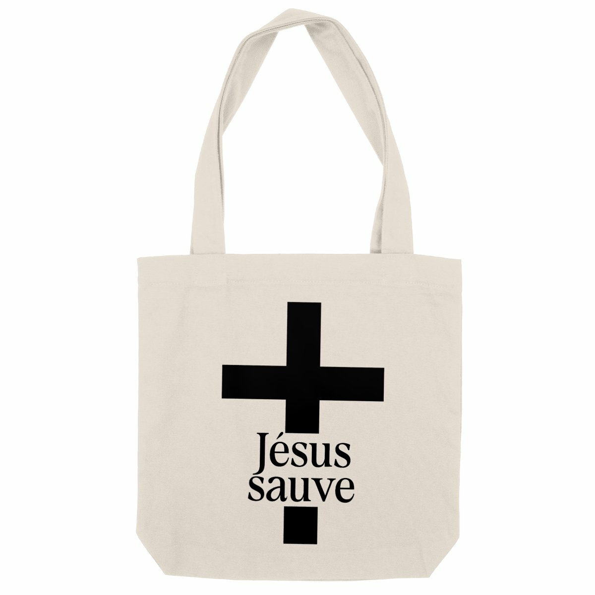 Tote bag chrétien carré et épais - croix Jésus sauve - Image