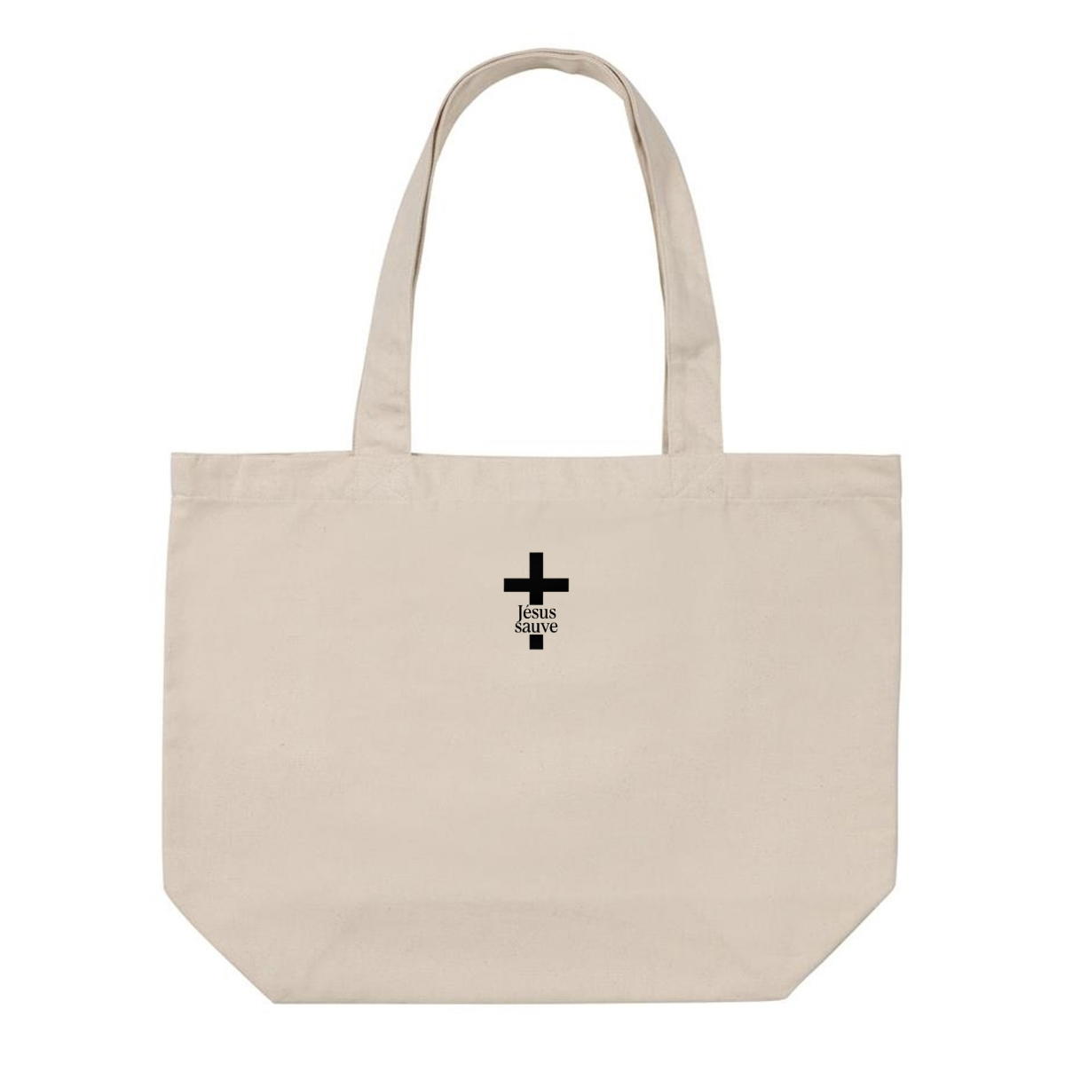 Tote bag chrétien large et épais - croix Jésus sauve