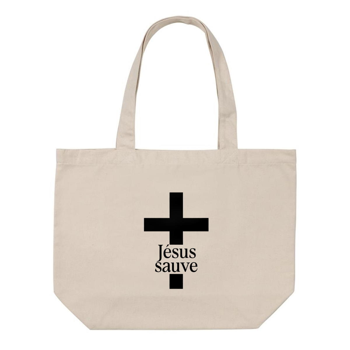 Tote bag chrétien large et épais - croix Jésus sauve
