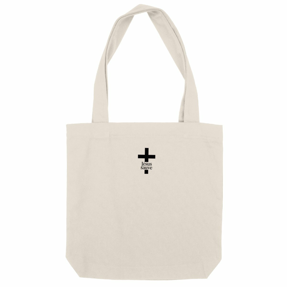 Tote bag chrétien carré et épais - croix Jésus sauve - Image