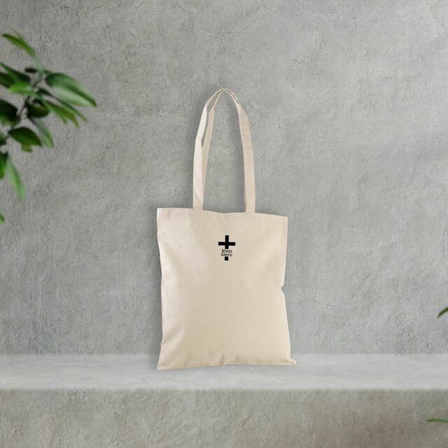 Tote bag chrétien épais - croix Jésus sauve