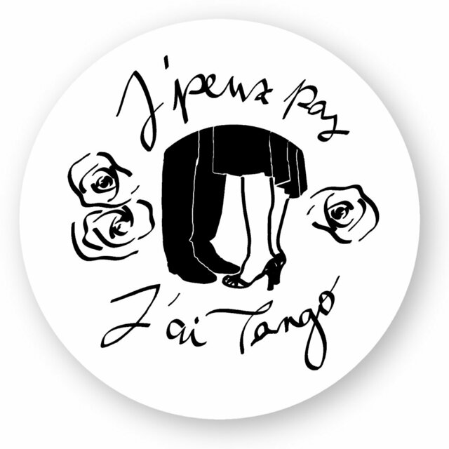 Image front Sticker rond "J'peux pas J'ai Tango" noir et blanc