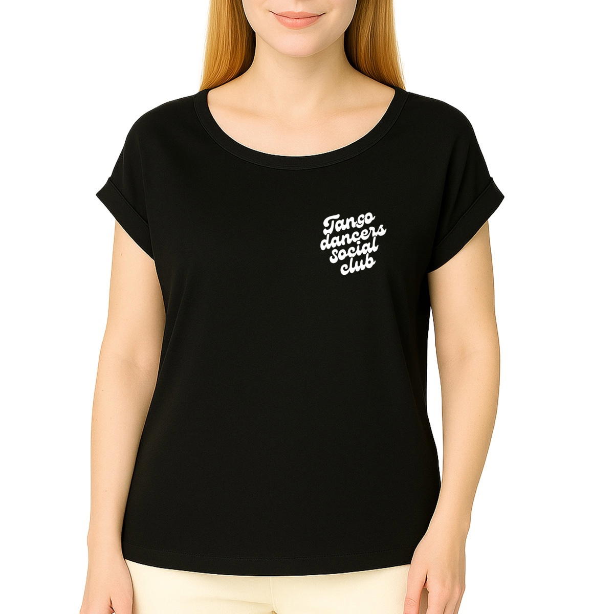 Image front T-shirt en coton bio "Tango dancers social club"