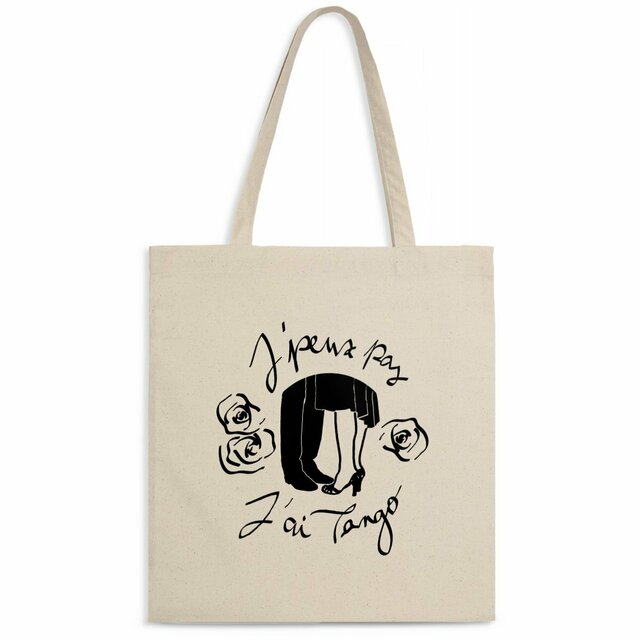 Image back Tote-bag léger "J'peux pas J'ai Tango" noir et blanc