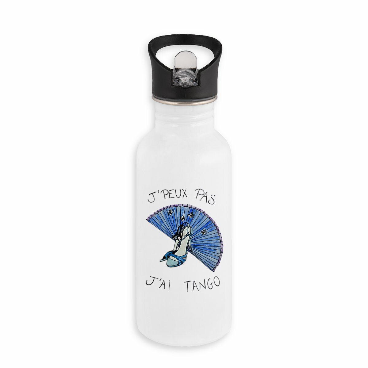 Image back Gourde en inox "J'peux pas J'ai Tango" version éventail