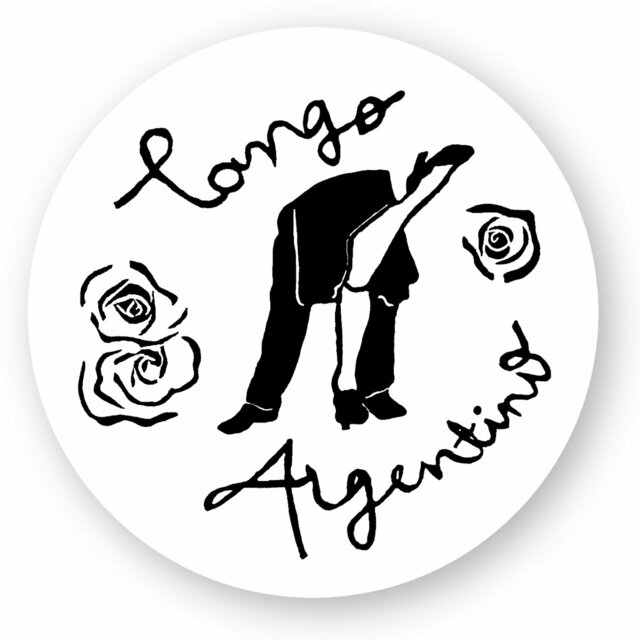 Image front Sticker rond Tango Argentino noir et blanc