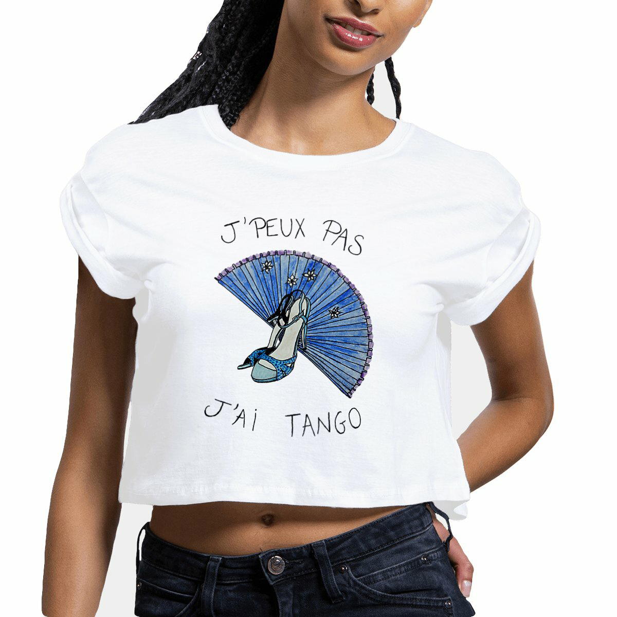 Image front Crop top "J'peux pas J'ai Tango" version éventail