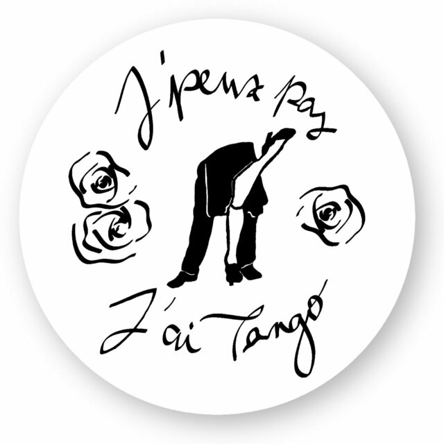 Image front Sticker rond "J'peux pas J'ai Tango" version 2 noir et blanc