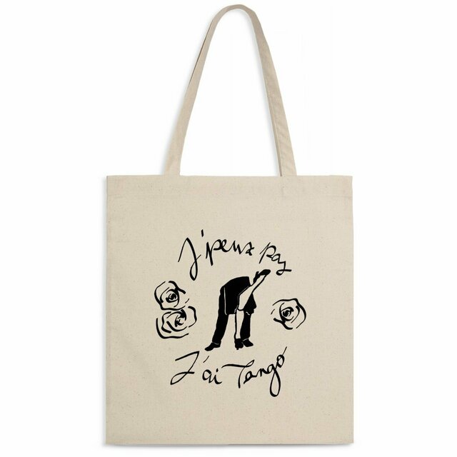 Image back Tote-bag léger "J'peux pas J'ai Tango" version 2 noir et blanc