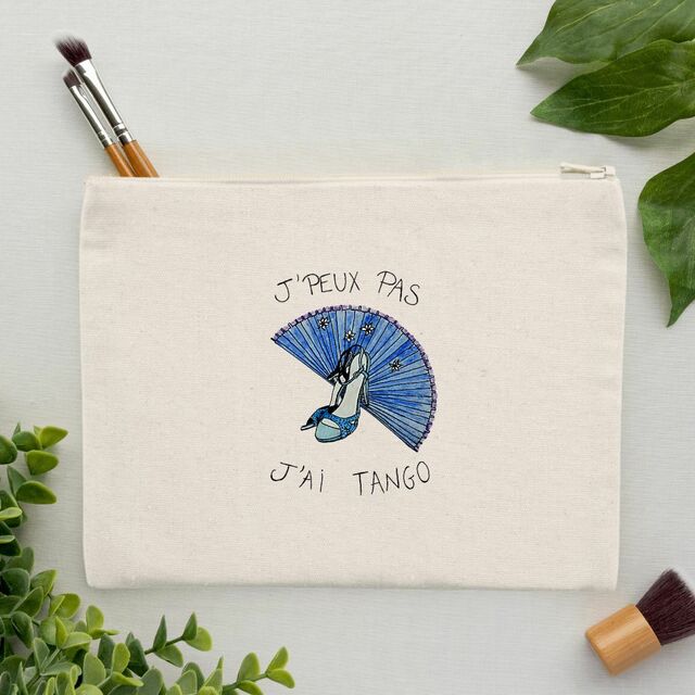 Image front Pochette en coton recyclé "J'peux pas J'ai Tango" version éventail