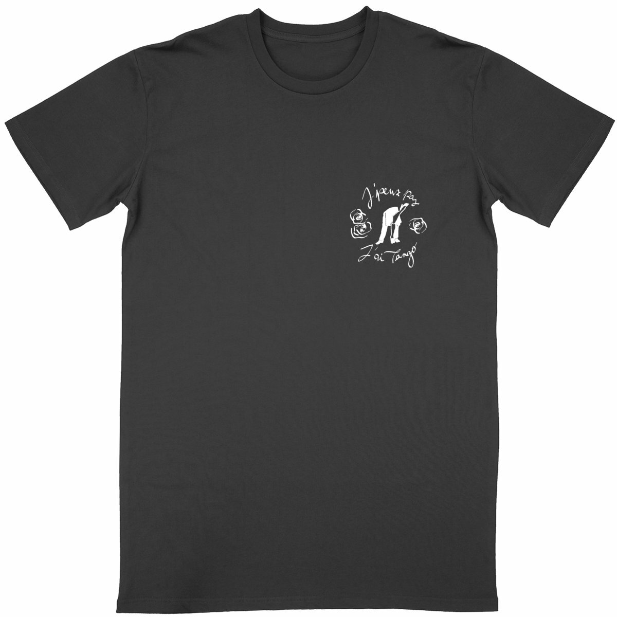 Image back T-shirt unisexe classique sombre "J'peux pas J'ai Tango" version 2 noir et blanc