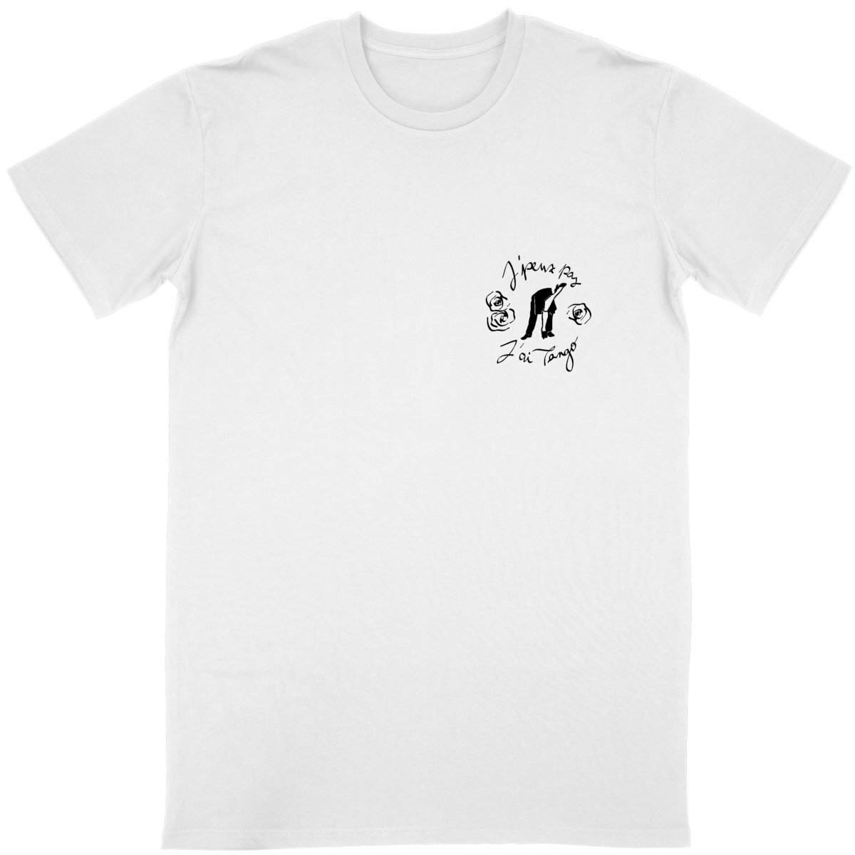 Image back T-shirt unisexe classique blanc "J'peux pas J'ai Tango" version 2 noir et blanc