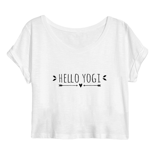Image back crop top  hello yogi