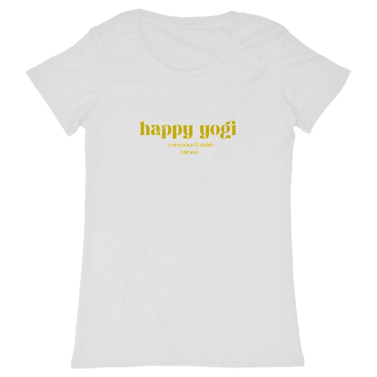 Image back T-shirt "happy yogi" doré