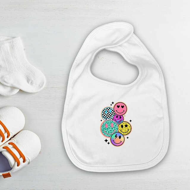 Image front Bavoir bébé en coton bio - Emojis Pop Art 🎨✨