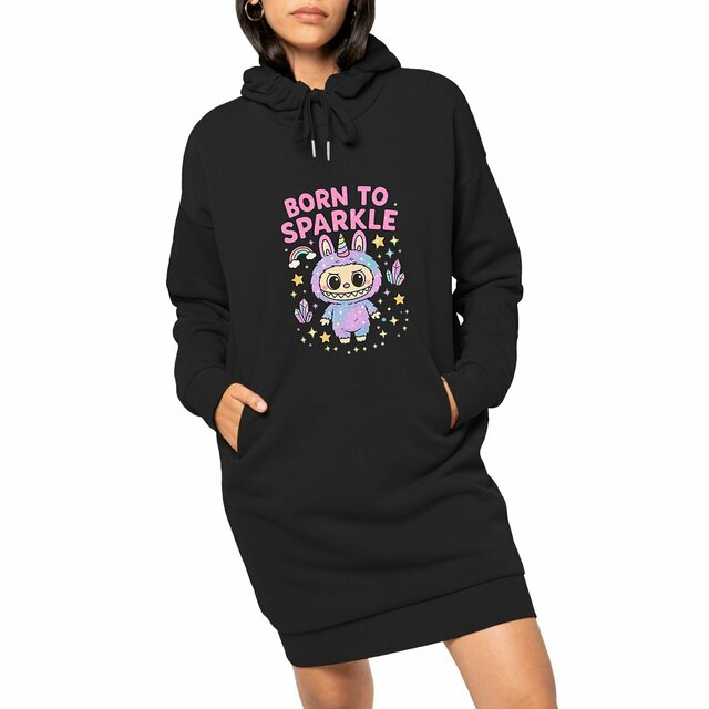 Image front Robe Sweat – Labubu Licorne "Born to Sparkle" 🦄✨