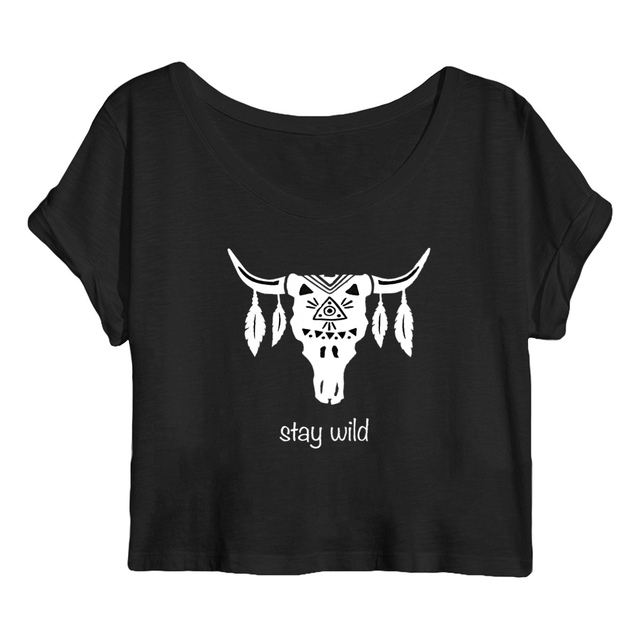 Image back Crop top "Stay wild" noir 🖤💫