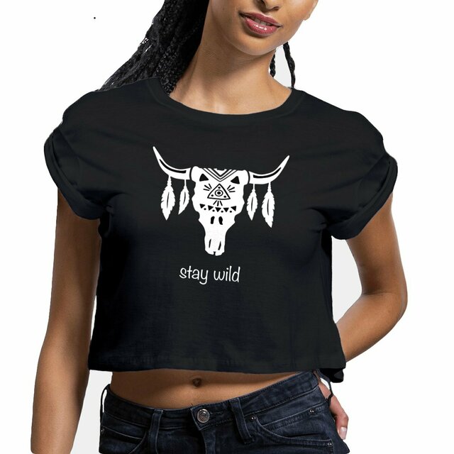 Image front Crop top "Stay wild" noir 🖤💫