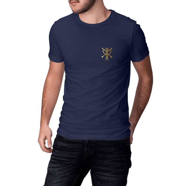 Image front T-shirt men  heart boho