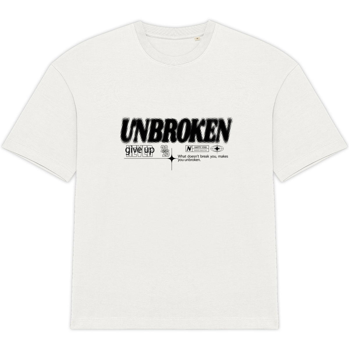 Image back T-shirt oversized "unbroken"