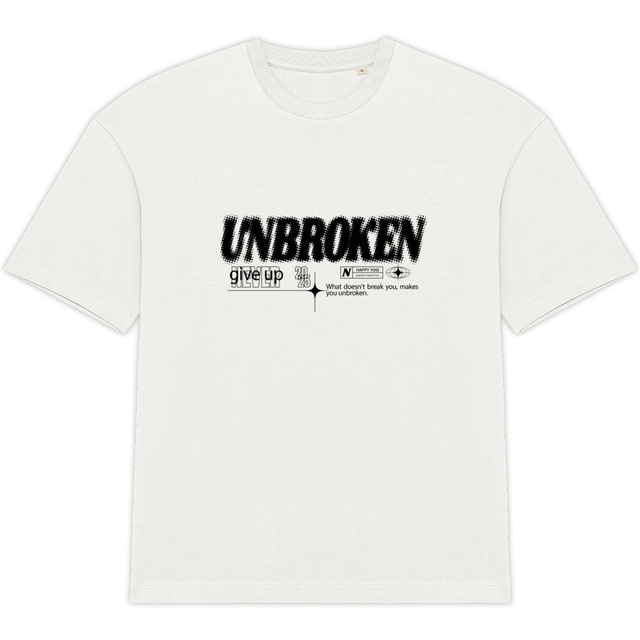 Image back T-shirt oversized "unbroken"