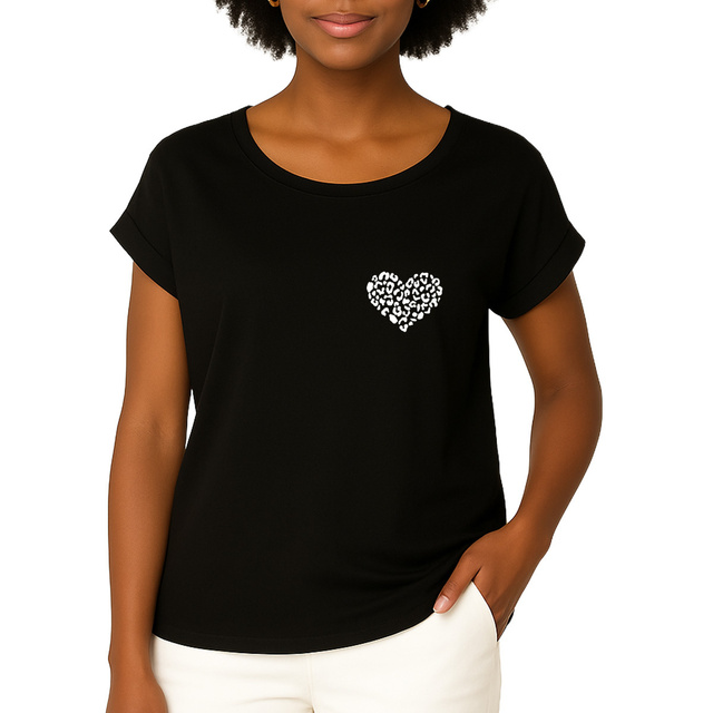 Image front T-shirt coeur léopard