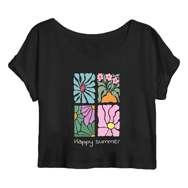 Image back Crop top happy summer en coton bio