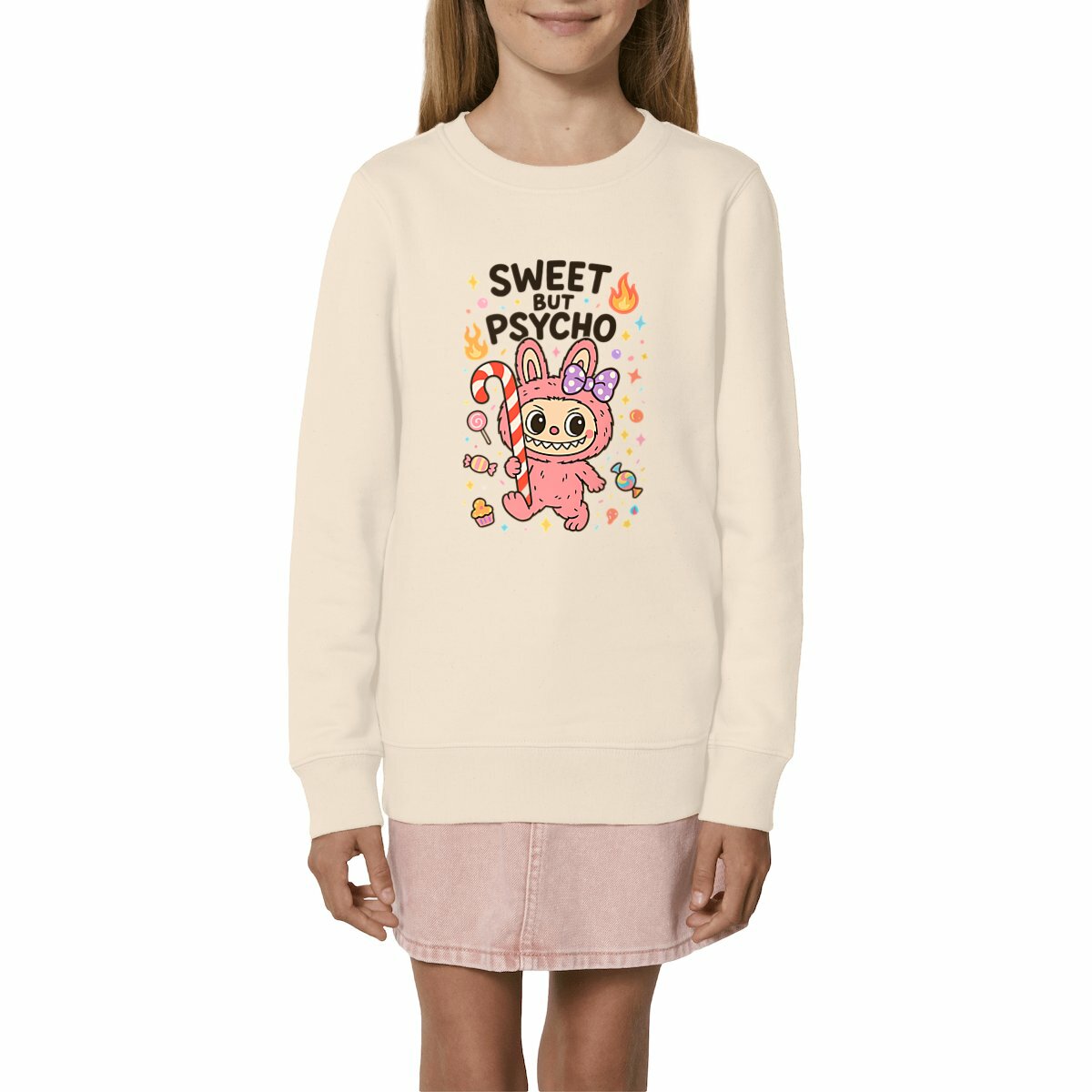 Image front Sweat enfant – Labubu "Sweet but Psycho" 🤪🍭