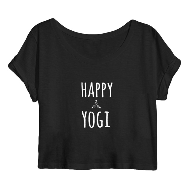 Image back Crop top Happy yogi noir