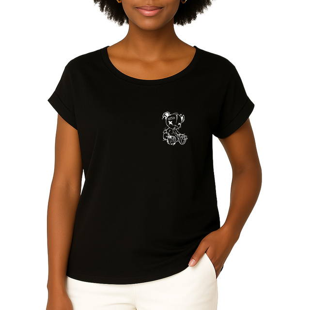 Image front T-shirt noir – Peluche street art 🐻🎨