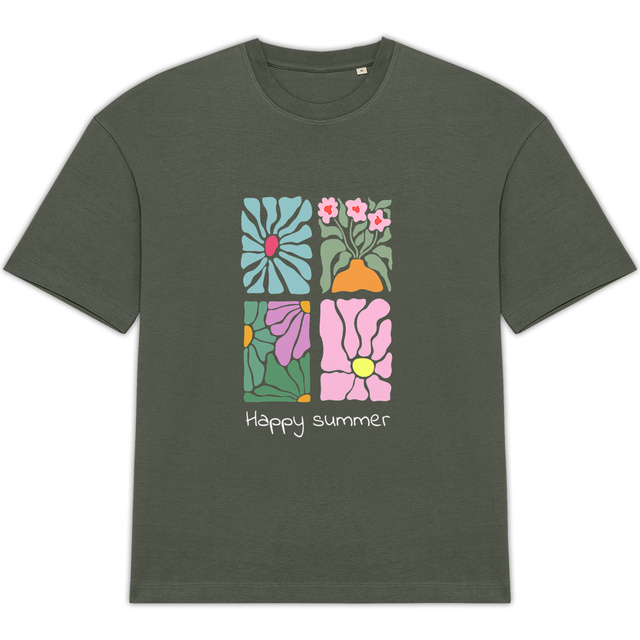 Image back T-shirt oversized happy summer unisexe