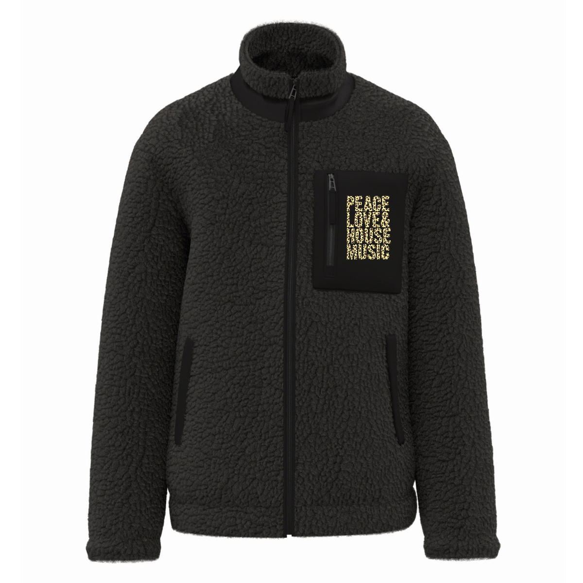 Image back 🌾 Veste Sherpa “Peace Love and House Music”