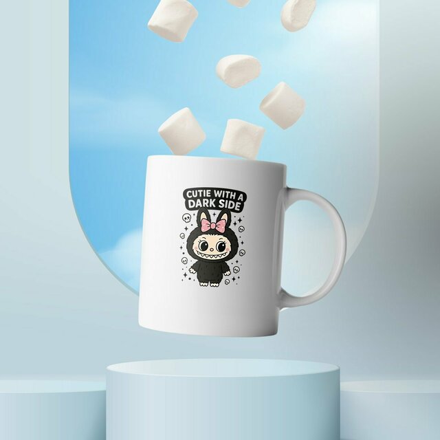 Image front Mug Labubu noir cutie