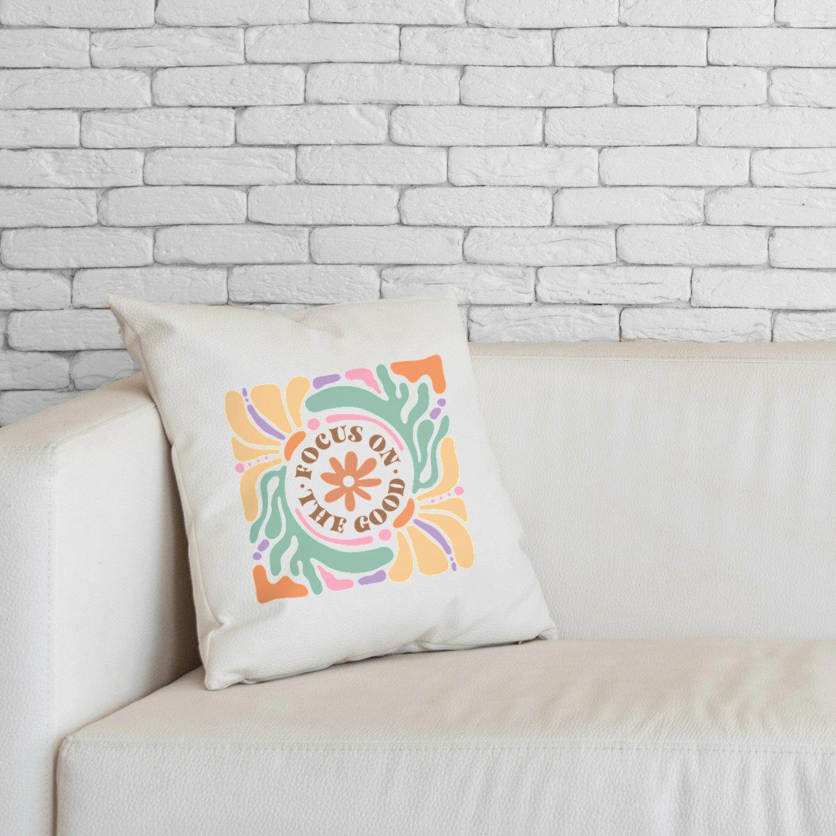 Image front Coussin "Focus on the Good" 🌸