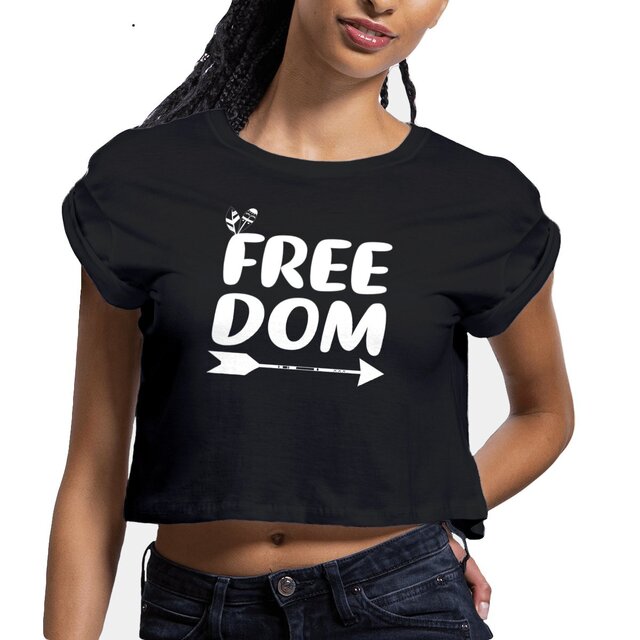 Image front crop top  freedom dark