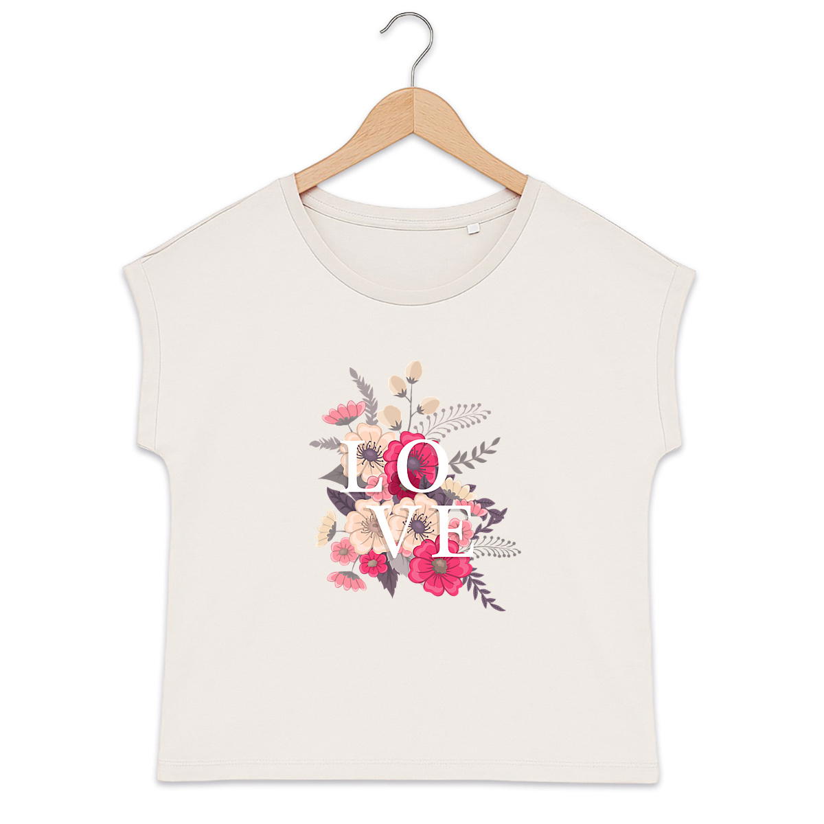 Image front T-shirt fleurs "Love" 🌸✨