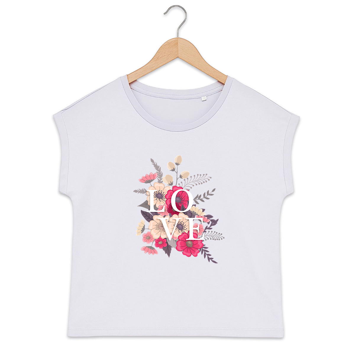 Image back T-shirt fleurs "Love" 🌸✨