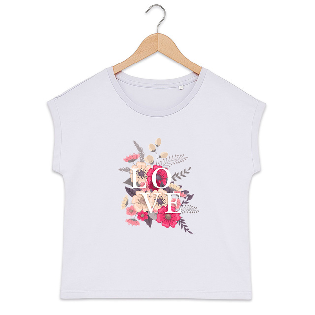 Image back T-shirt fleurs "Love" 🌸✨